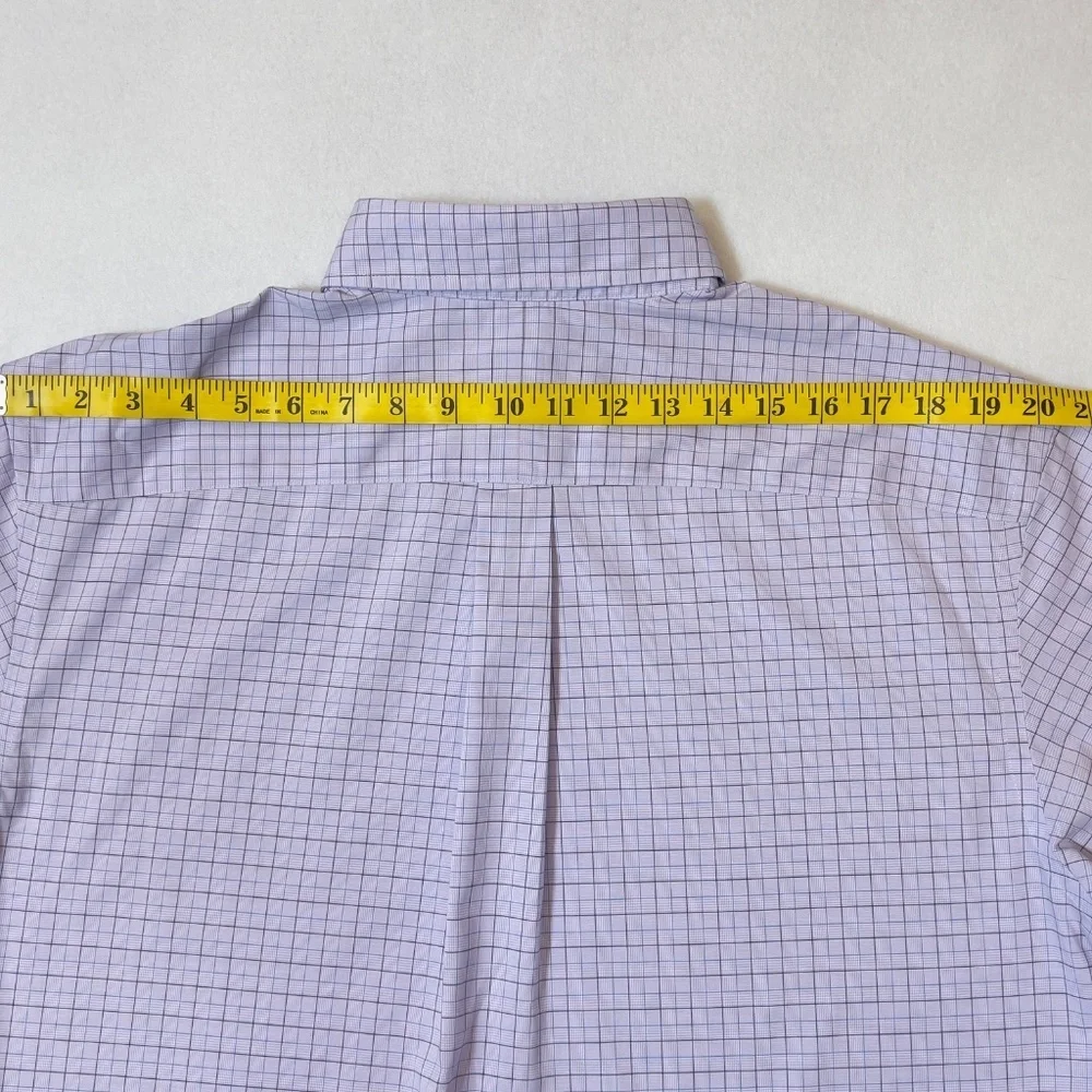 Jos A Bank Traveler Men'sTraditional Fit Lavender Check Shirt Size 16/34 - Picture 9 of 14